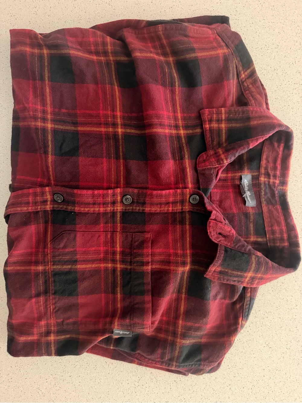 Eddie Bauer Men’s XL Red Black Plaid 100% Cotton Flannel Shirt